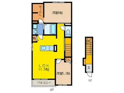 クリステル宝塚(2LDK/2階)の間取り写真
