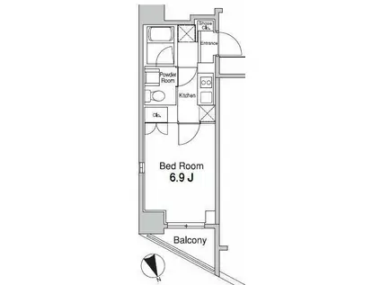 プラウドフラット蒲田II(1K/9階)の間取り写真