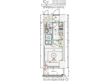 エステムコート難波サウスプレイスVIIリアン(1K/9階)の間取り写真