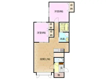 アバンダントC(2LDK/1階)の間取り写真