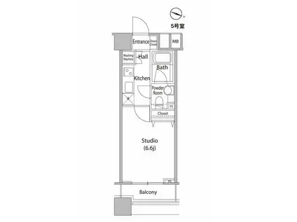 ファーストリアルタワー新宿(1K/20階)の間取り写真