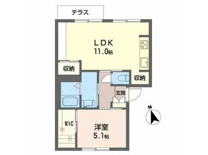 アネックス上野芝(1LDK/1階)の間取り写真