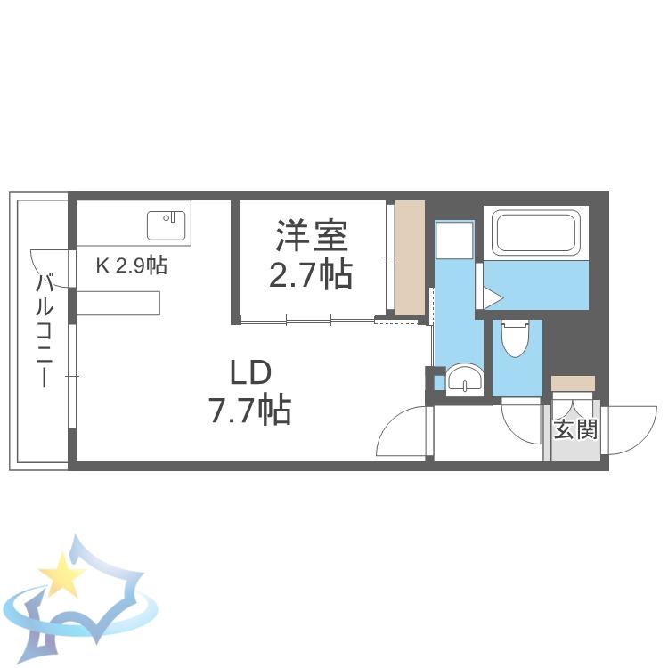 PREMIERE(1LDK/2階)の間取り写真