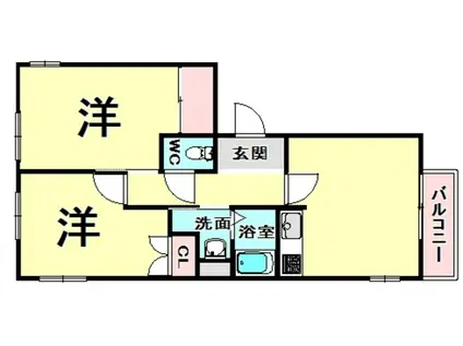グローリ桂(2LDK/3階)の間取り写真