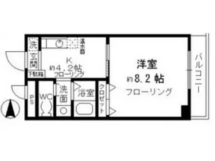 メビウス国立イースト(1K/1階)の間取り写真