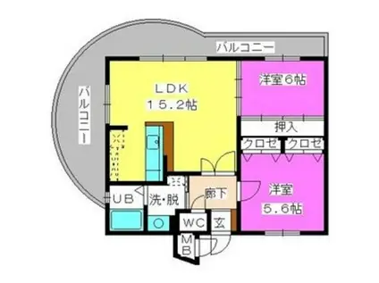 フルール・セゾン(2LDK/3階)の間取り写真