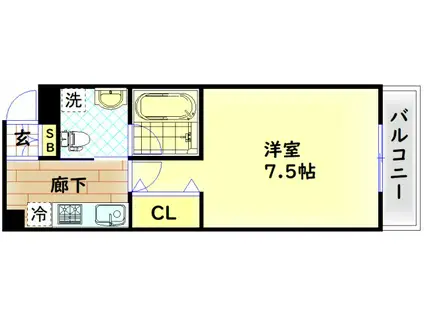 ROMISKY南久宝寺(1K/2階)の間取り写真