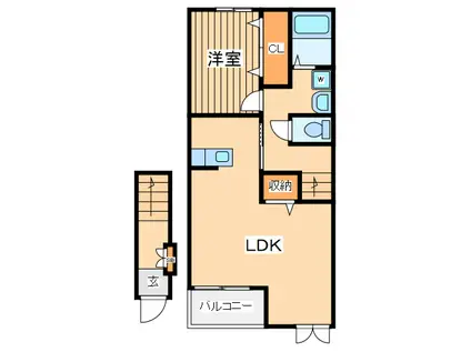 グレイス・カルム(1LDK/2階)の間取り写真