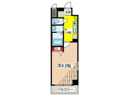 北斗ハイツ 北館(1K/5階)の間取り写真