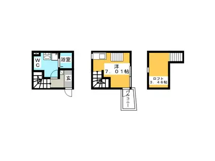 ＪＲ東海道本線 岐阜駅 徒歩9分 2階建 築8年(1K/1階)の間取り写真