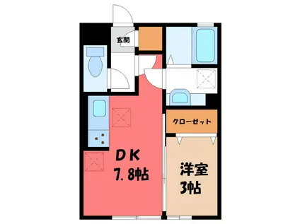 セプトガーデン元総社(1DK/2階)の間取り写真