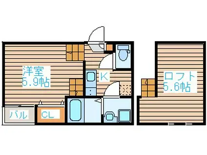 JACK河原町(1K/1階)の間取り写真
