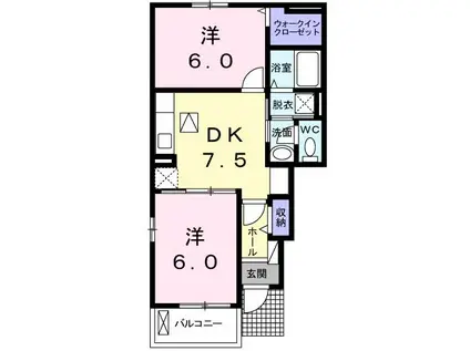 サングレイス A(2DK/1階)の間取り写真