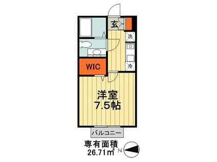 カーサカルモ亥鼻(1K/1階)の間取り写真