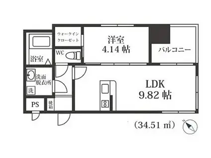 COCCINELLE(1LDK/11階)の間取り写真