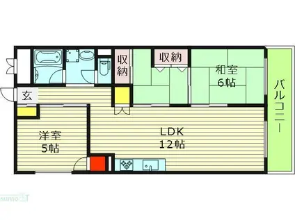 蒲生コーポ(3LDK/11階)の間取り写真