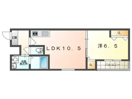 フジパレス門真浜町II番館(1LDK/2階)の間取り写真