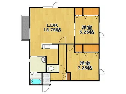 グリーンノート住吉(2LDK/2階)の間取り写真