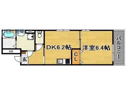 SELVA 花水木(1DK/2階)の間取り写真