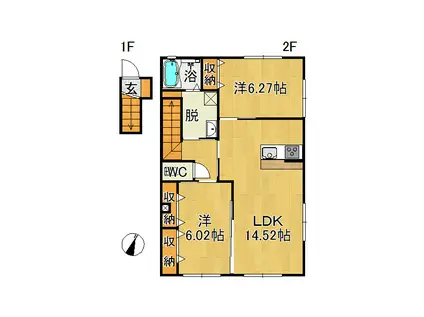 Kハイム(2LDK/2階)の間取り写真