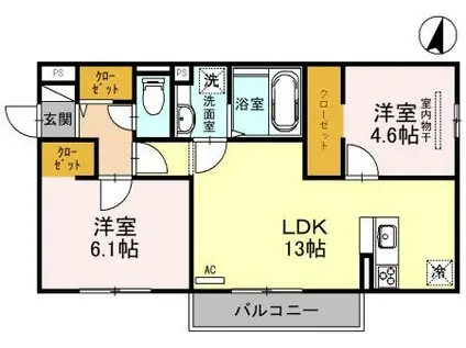 ラ・ヴェール杉尾台(2LDK/2階)の間取り写真