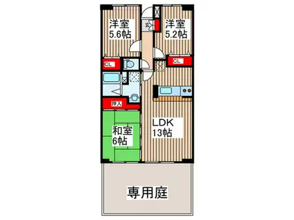 トランヴェール(3LDK/1階)の間取り写真