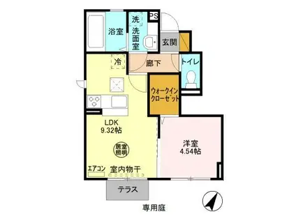 マノワール ブリーズ A棟(1K/1階)の間取り写真