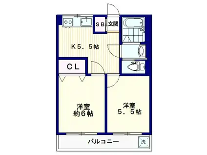 富士ビューマンション(2K/2階)の間取り写真