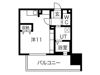 ルシェット白川公園(ワンルーム/9階)の間取り写真