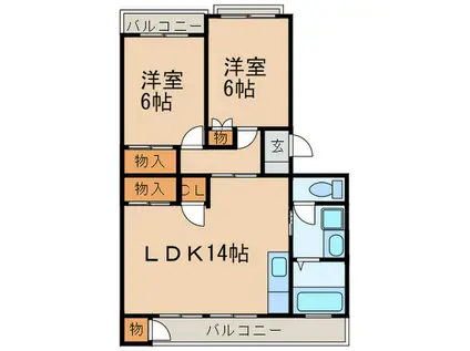 青峰ビル(2LDK/3階)の間取り写真