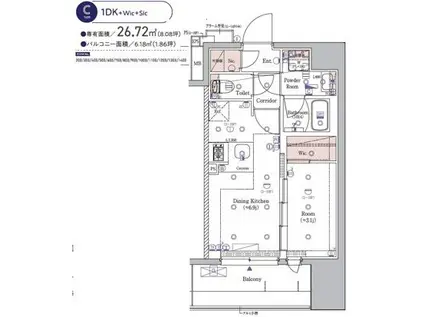 SYFORME KAWASAKI(1DK/8階)の間取り写真