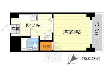 ハイツ山小屋(1DK/4階)の間取り写真
