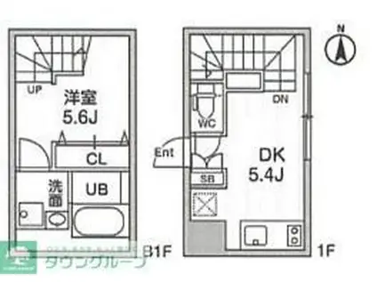LEGALAND自由が丘(1DK/B1階)の間取り写真