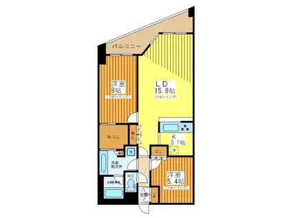 パシフィックレジデンス目黒本町(2LDK/4階)の間取り写真