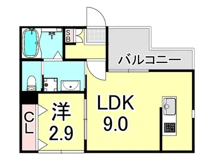 アミソレイユ長田(1LDK/2階)の間取り写真