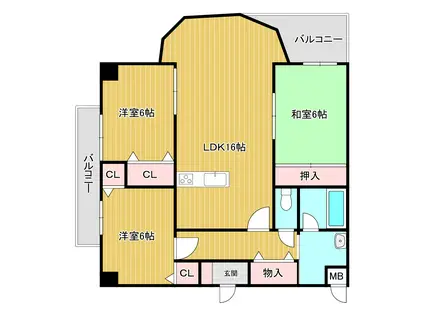 カーサベルテまつくま(3LDK/5階)の間取り写真