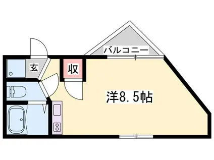 ベルフラワー岡町(1K/3階)の間取り写真