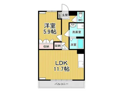 エスポアールSII(1LDK/2階)の間取り写真