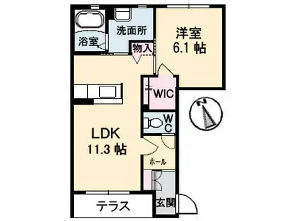 ヴィラージュ壱番館(1LDK/1階)の間取り写真