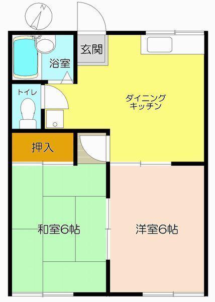 スカイハイツコジマ(2DK/1階)の間取り写真