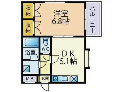 メゾンプルニエ(1DK/3階)の間取り写真