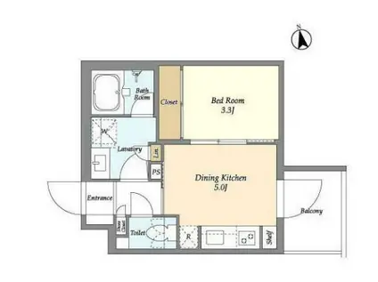 ベルファース三軒茶屋(1DK/3階)の間取り写真