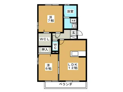 フルール・ド・ルージュ(2LDK/3階)の間取り写真