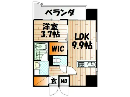 プレジデンス ざ旦過(1LDK/5階)の間取り写真