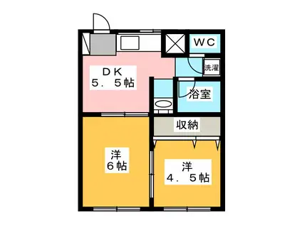 58ハウス(2DK/1階)の間取り写真