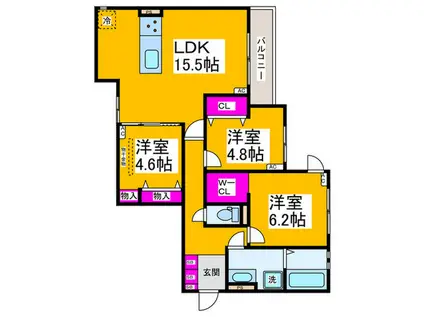 GRAN VIEVLE北花田(3LDK/3階)の間取り写真