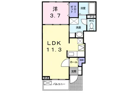 スリール ハウス I棟(1LDK/1階)の間取り写真