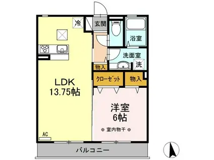 サンヴァリィ(1LDK/1階)の間取り写真