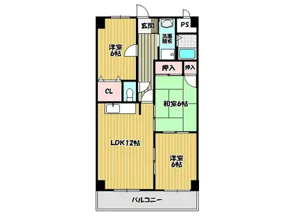 島津ホームズ(3LDK/2階)の間取り写真