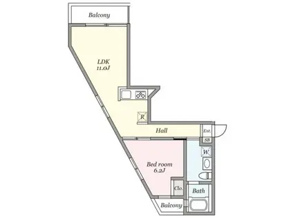グランドハウス中目黒(1LDK/3階)の間取り写真